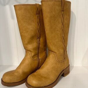 Tan Leather Knee-High Boots